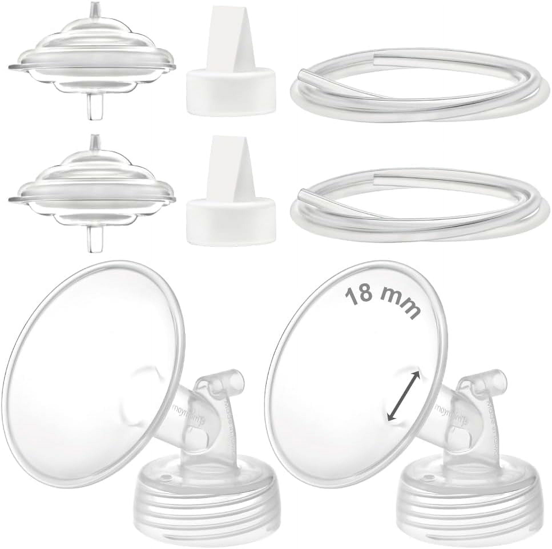 Maymom 18 mm Flanges, Duckbill Valves, Tubes, Backflow Protectors Compatible with Spectra S1 S2 9 Plus Breastpump. Replacement Pump Parts for Spectra Pump Accessories