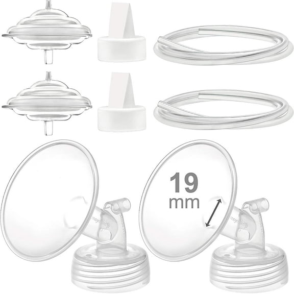Maymom 19 mm Flanges, Duckbill Valves, Tubes, Backflow Protectors Compatible with Spectra S1 S2 9 Plus Breastpump. Replacement Pump Parts for Spectra Pump Accessories