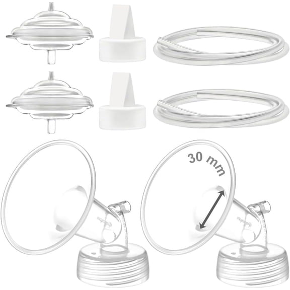 Maymom 30 mm Flanges, Duckbill Valves, Tubes, Backflow Protectors Compatible with Spectra S1 S2 9 Plus Breastpump. Replacement Pump Parts for Spectra Pump Accessories