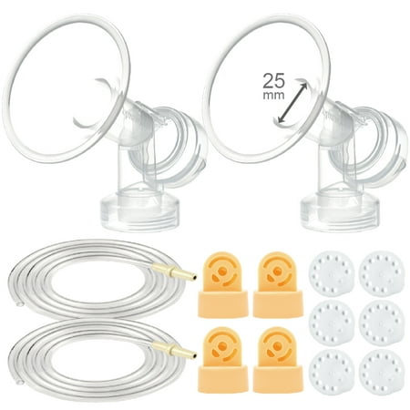 Maymom Breast Pump Kit Compatible with Medela Pump in Style Advanced Breast Pumps; 2 Breastshields (one-piece, 25mm), 4 Valve, 6 Membrane, 2 Tubing Can Replace Medela Pump in Style Valve
