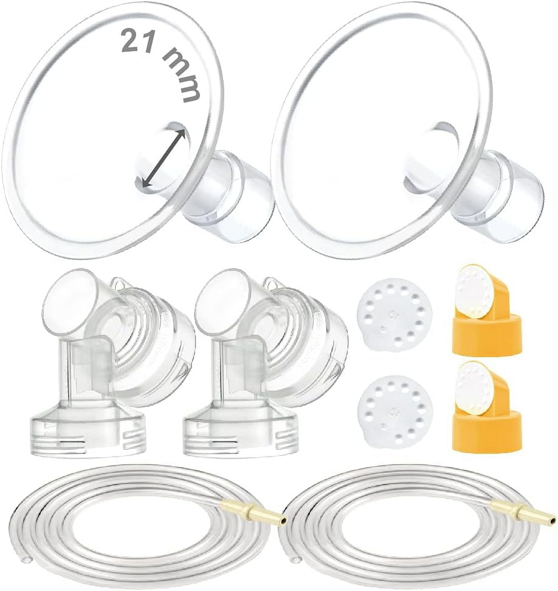 Maymom Breast Pump Kit Compatible with Medela Pump in Style Advanced Pump; 2xTwo-Piece 21mm Breastshield, 2 Valve, 4 Membrane, 2 Replacement Tubing; Replacement Part for Medela Shield, Medela Valve