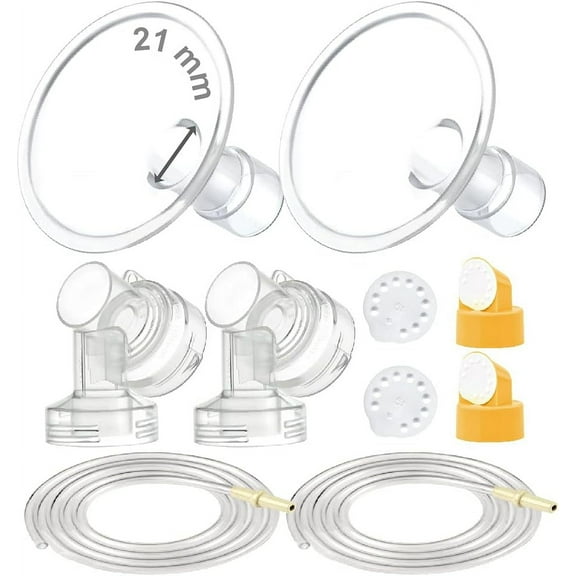 Maymom Breast Pump Kit Compatible with Medela Pump in Style Advanced Pump; 2xTwo-Piece 21mm Breastshield, 2 Valve, 4 Membrane, 2 Replacement Tubing; Replacement Part for Medela Shield, Medela Valve