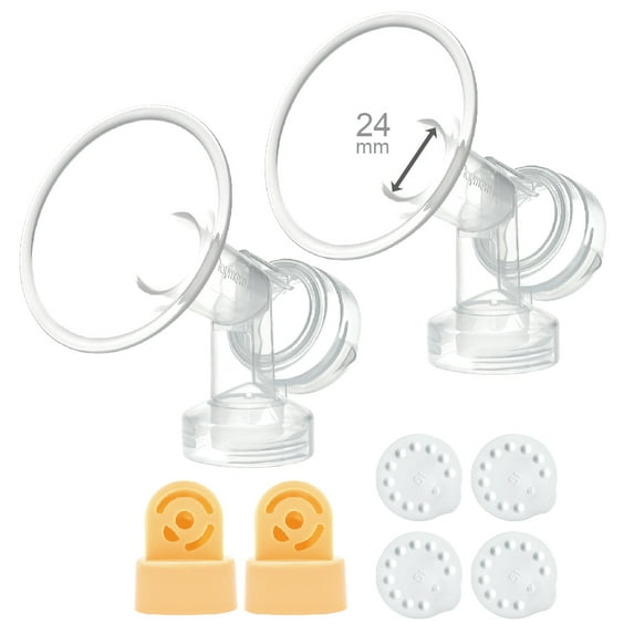 Maymom Breastshield 24 mm with Valve Membrane Compatible with Medela Pump in Style, Lactina, Symphony Pumps