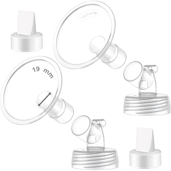 Maymom Two-Piece Wide Neck Pump Parts Compatible with Spectra S1 S2 (19 mm Flange with Valve)