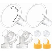 Maymom MyFit Flange Set 27 mm Two-Piece Breastshield Base Connector Valve Membrane Compatible with Selected Medela Breast Pumps