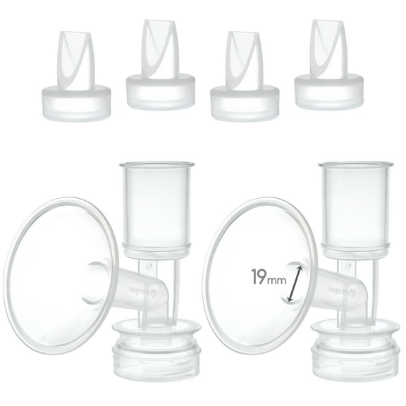 Maymom Non-Insert, One-piece Small Flange Kit Compatible with Ameda Purely Yours, Ultra Breastpump (Flange 19 mm XS, Extra Samll), with Duckbill; Not Original Ameda Flange or Duckbill
