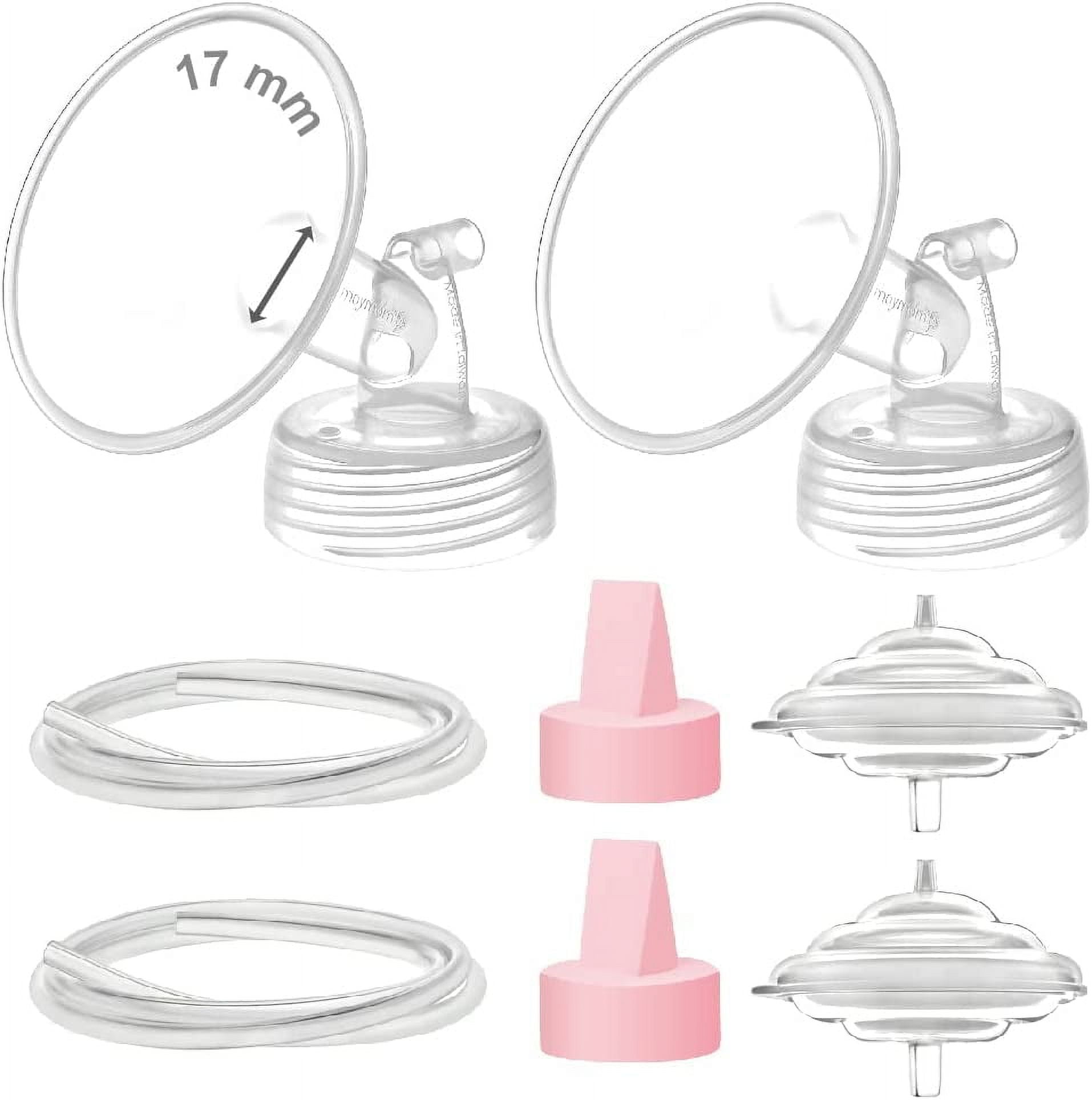 Maymom Pump Parts 17 mm Flanges, Duckbill Valves (Pink), Tubes, Backflow Protectors Compatible with Spectra S1 S2 9 Plus Breastpump; Replacement Kit for Spectra Pump Parts