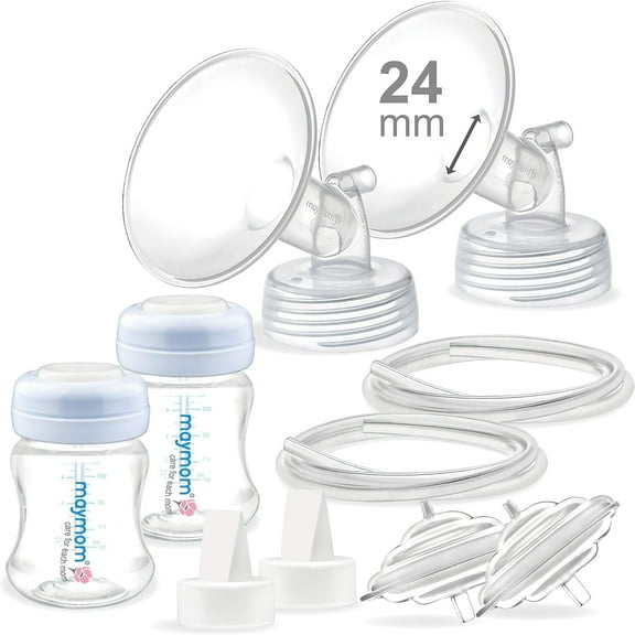 Maymom Pump Parts 24 mm Flange Valve Tube Backflow Protector Bottle with Two-Piece Travel Cap Compatible with Spectra S1 S2 9 Plus Breastpump. Replacement Pump Parts for Spectra Pump Accessories