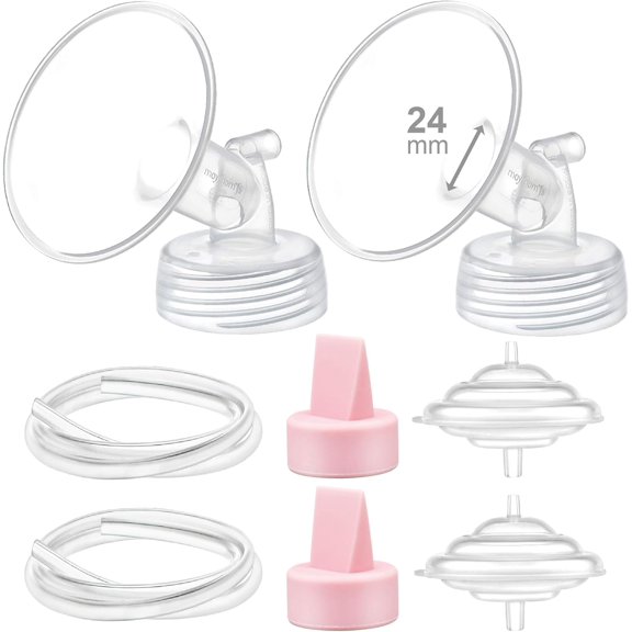 Maymom Pump Parts 24 mm Flanges, Duckbill Valves (Pink), Tubes, Backflow Protectors Compatible with Spectra S1 S2 9 Plus Breastpump; Replacement Kit for Spectra Pump Parts