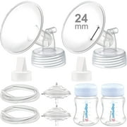 Maymom Pump Parts 24 mm Flanges, Valves, Tubes, Backflow Protectors, Bottles with One-Piece Travel Caps for Spectra S1 S2 9 Plus Breastpump. Replacement Pump Parts for Spectra Pump Accessories