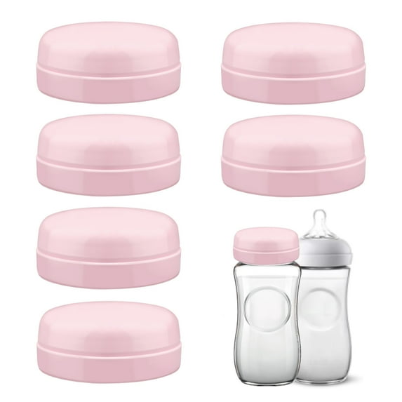 Maymom Travel Bottle Caps Compatible with Avent Bottle, 6pc (Pink)