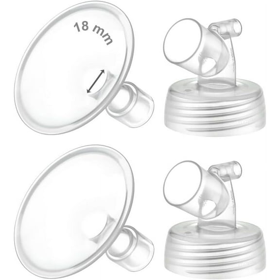 Maymom Two-Piece Wide Neck Pump Parts for Spectra S1/S2 Pumps; Incl Wide Mouth Flanges; Not Original Spectra Flange (18 mm Two Flanges)