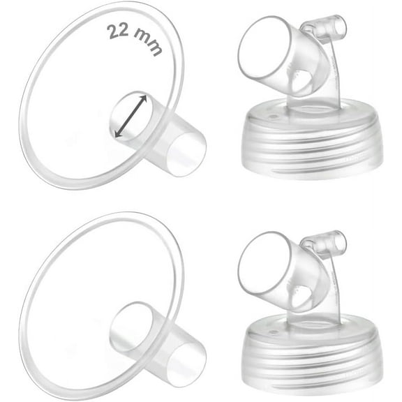 Maymom Two-Piece Wide Neck Pump Parts for Spectra S1/S2 Pumps; Incl Wide Mouth Flanges; Not Original Spectra Flange (22 mm Two Flanges)