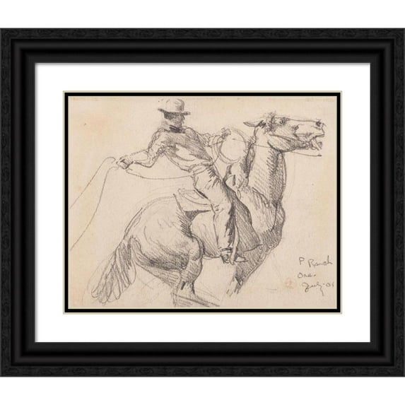 Maynard Dixon 18x15 Black Ornate Wood Framed Double Matted Museum Art Print Titled - P. Ranch, Oregon (1901)