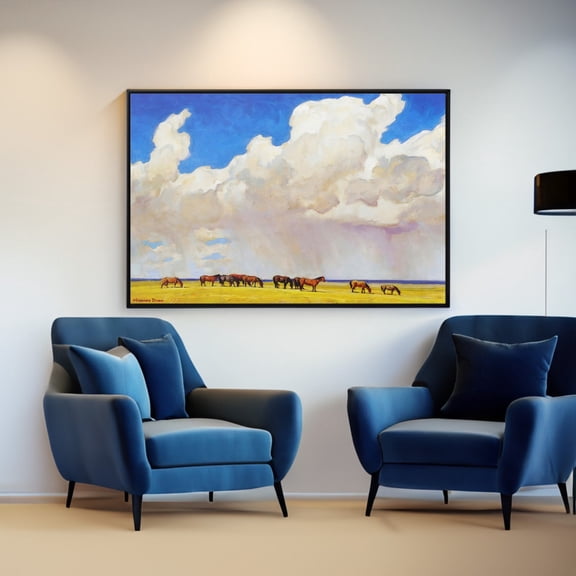 Maynard Dixon Prairie Shower Wall Art Reproduction Western Print Impressionist Cloudscape Unframed Paper Print
