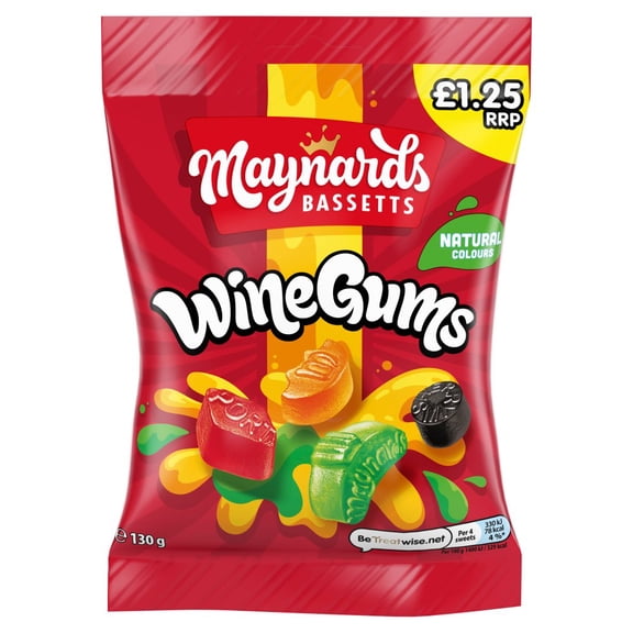 Maynards Bassetts Wine Gums Sweets Bag 130g (pack of 10)