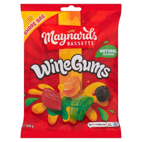 Maynards Bassetts Wine Gums Sweets Sharing Bag 350G, Imported from Britain