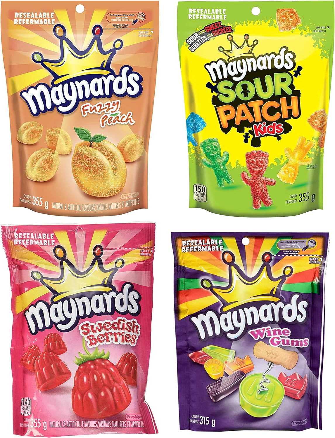 Maynards Fuzzy Peach, Wine Gums, Swedish Berries, Sour Patch Kids Candy ...