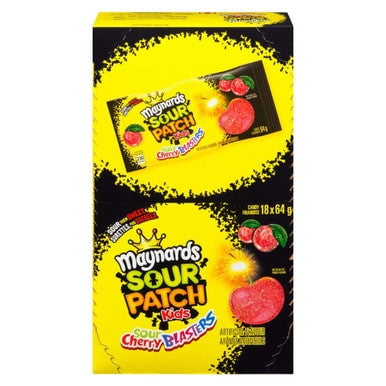 Maynards Sour Cherry Blasters Candy, 64g/2.26oz (18ct)