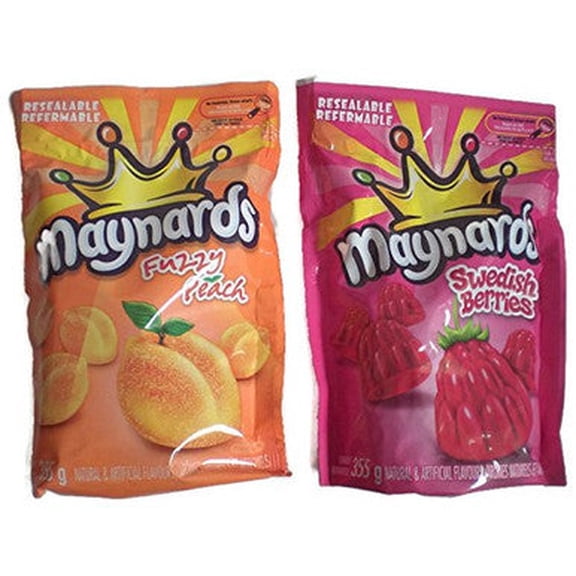 Maynards Swedish Berries 355g & Fuzzy Peach 355g Variety Pack