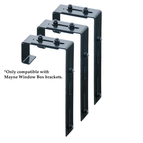Mayne Adjustable Deck Rail Bracet 3.7"x1.8x 9.6" Steel Black 3-Pack for Mayne Window Boxes with Hardware Included