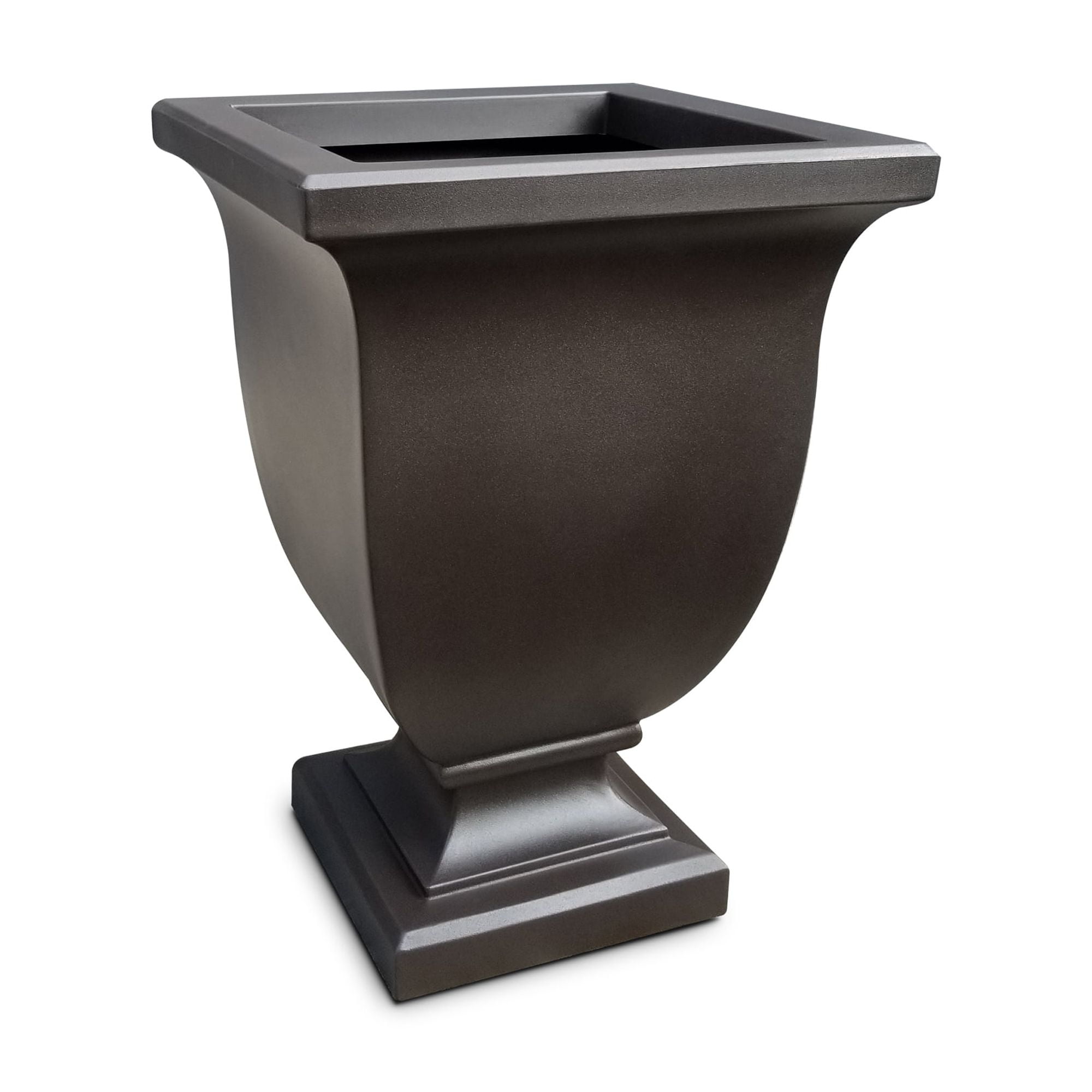 Augusta 18" x 18" x 26" Square Espresso Tall Polyethylene Self-Watering Planter