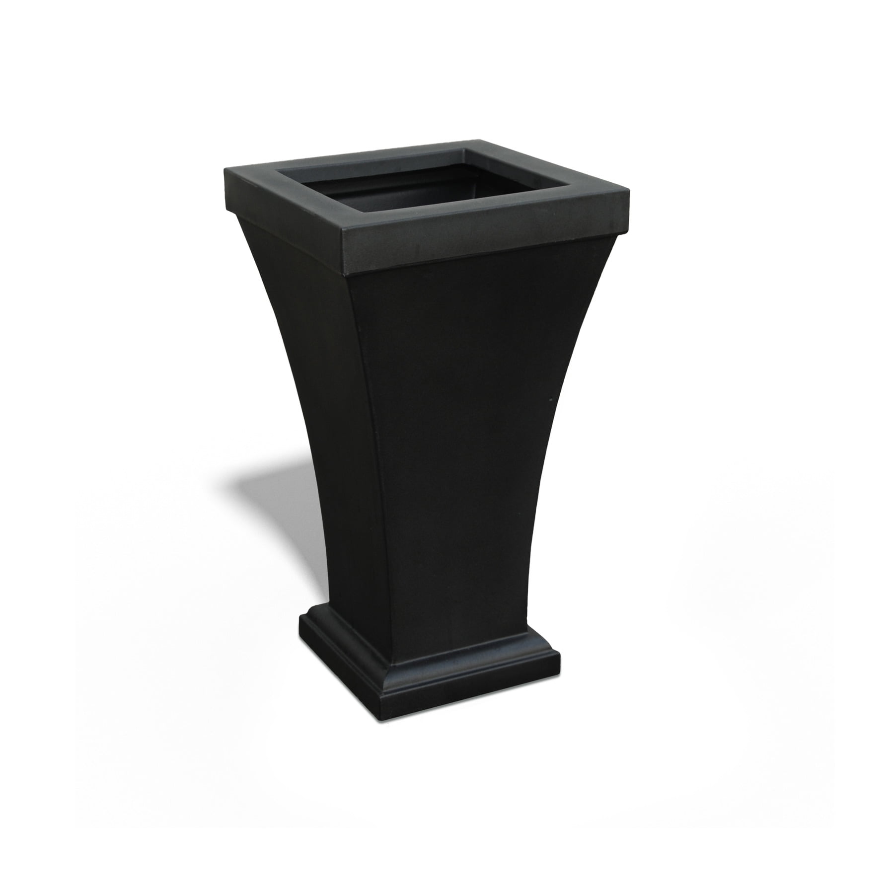 Bordeaux Tall Black Resin Self-Watering Planter for Outdoor Use
