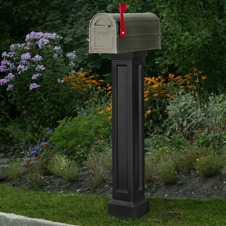 Mayne Bradford Mail Post - 7.5in x 7.5in x 42in - Polyethylene - Pedestal Style - Black (5817-W)