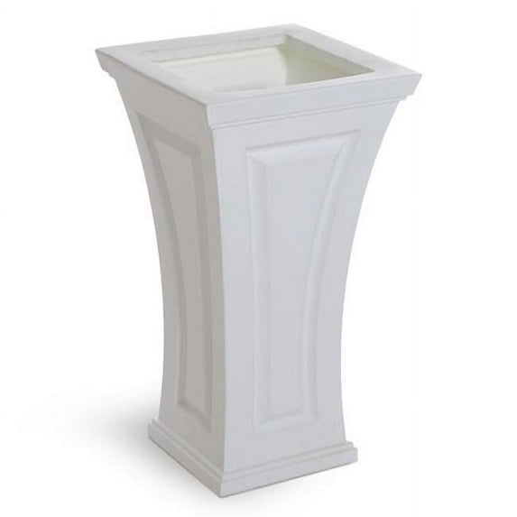 Mayne Cambridge 16"x 16" x 28" Tall Square White Self-Watering Polyethylene Planter
