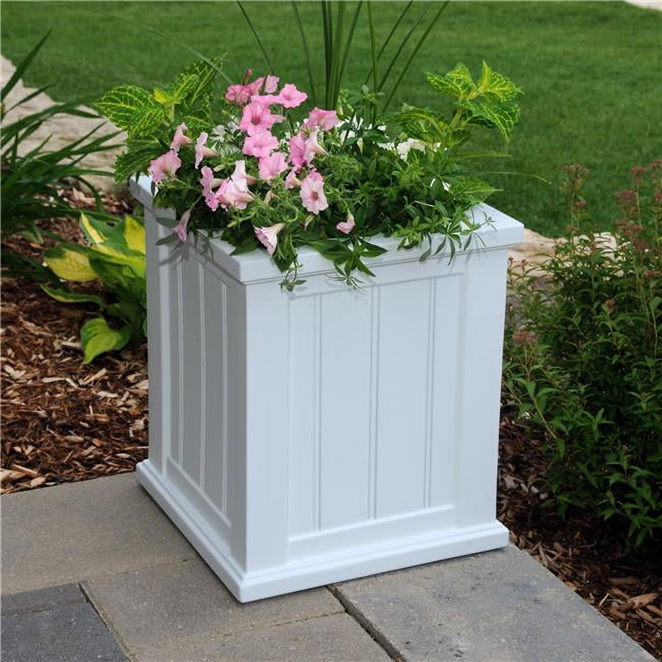 Cape Cod 14" White Polyethylene Outdoor Square Planter