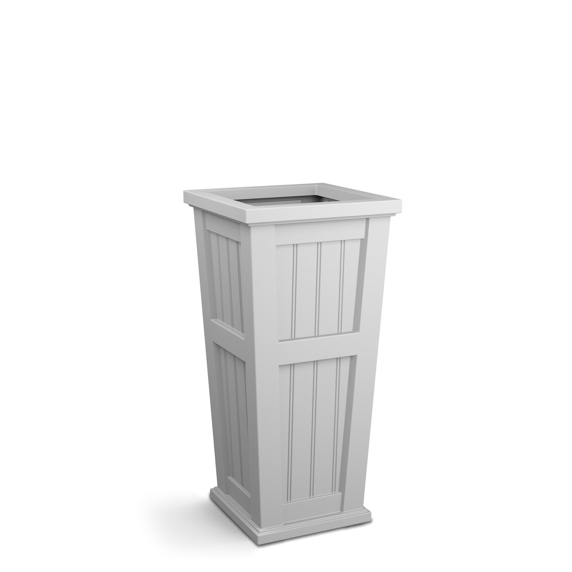 Cape Cod 15.5" x 15.5" x 32" Square White Self-Watering Plastic Planter