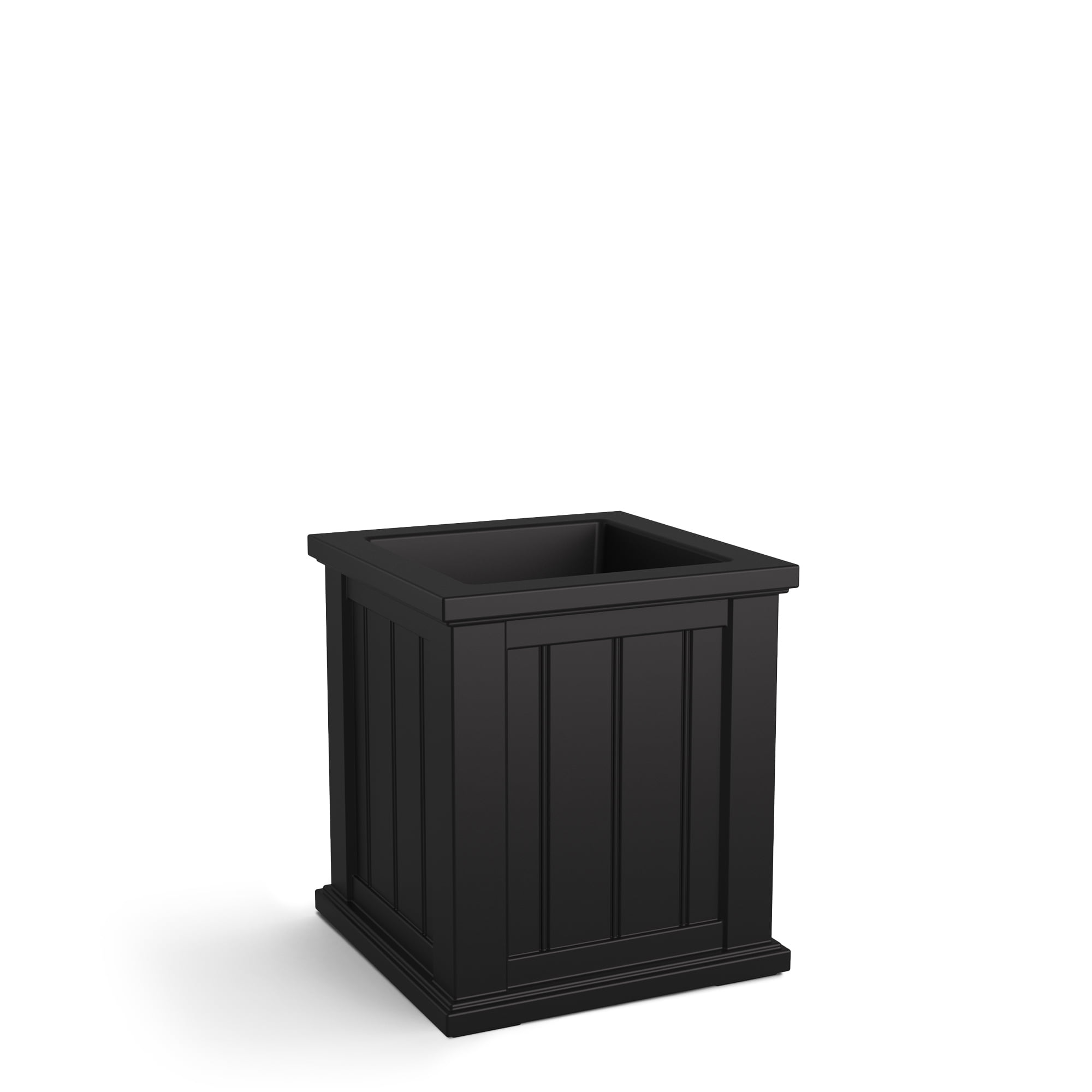 Cape Cod 16" x 16" x 18" Square Black Self-Watering Plastic Planter