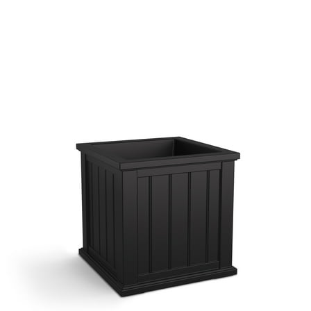 Cape Cod 20" x 20" x 20" Square Black Self-Watering Plastic Planter