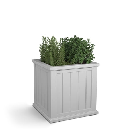 Cape Cod 20" x 20" x 20" Square White Self-Watering Plastic Planter