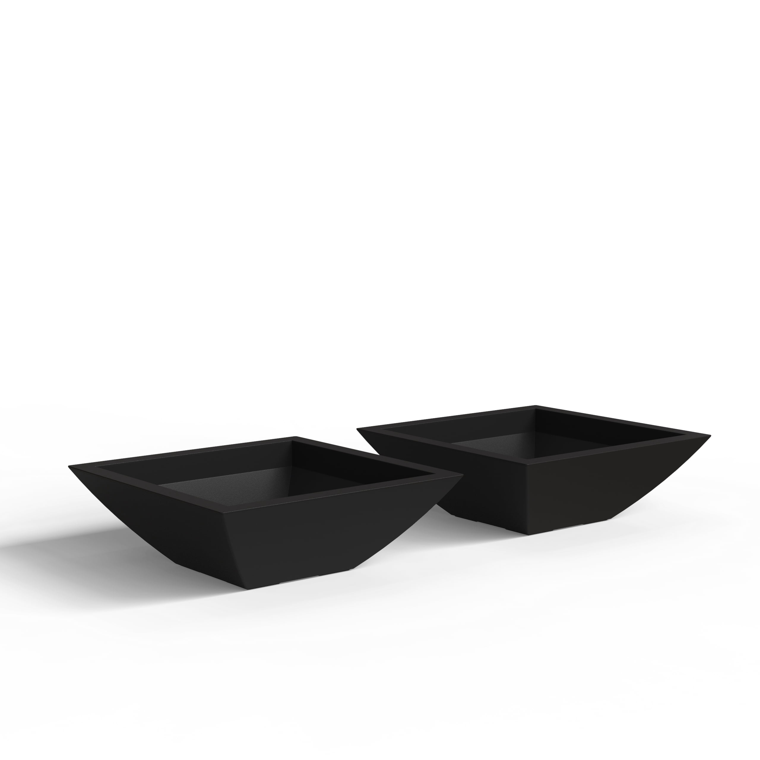 Mayne Evolve 20" x 20" x 7" Square Black Plastic Planter, 2-Pack