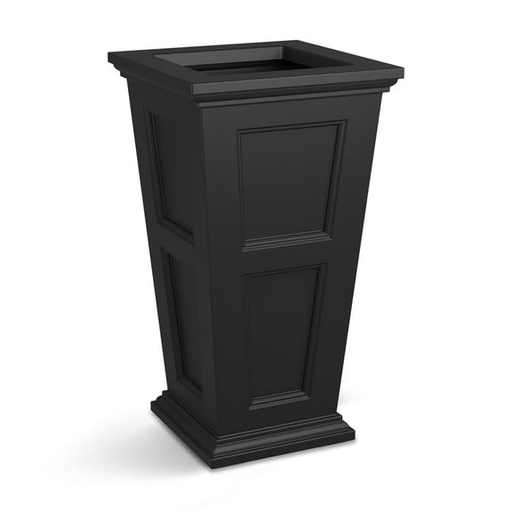 Mayne Fairfield 16” x 16” x 28” Square Tall Black Self Watering Plastic Planter