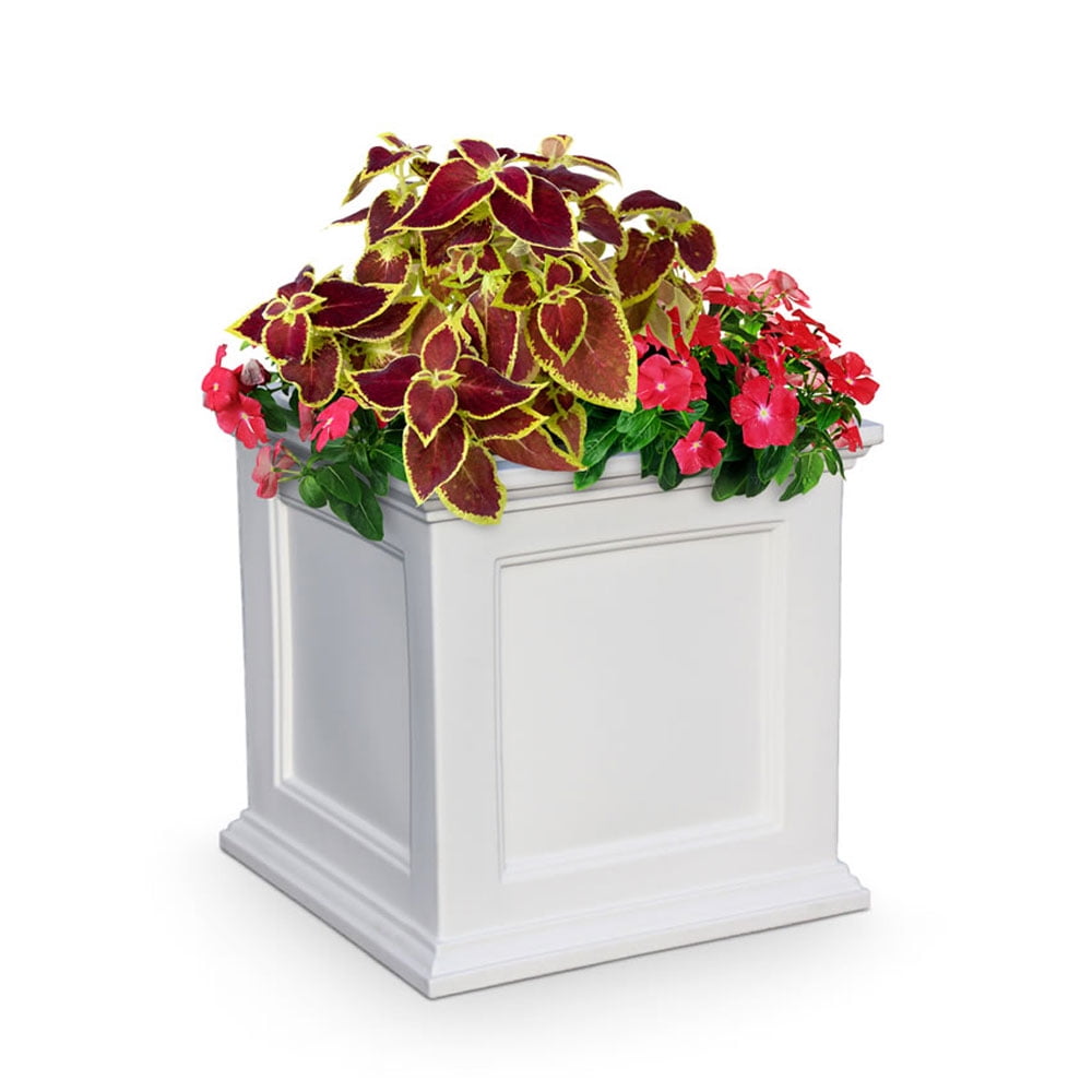 Fairfield Square White Self-Watering Polyethylene Planter 22"