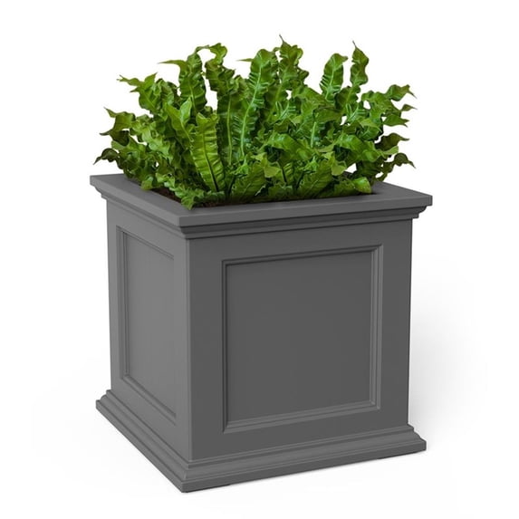 Mayne Fairfield 20x20" Square Traditional Plastic Planter in Graphite Gray