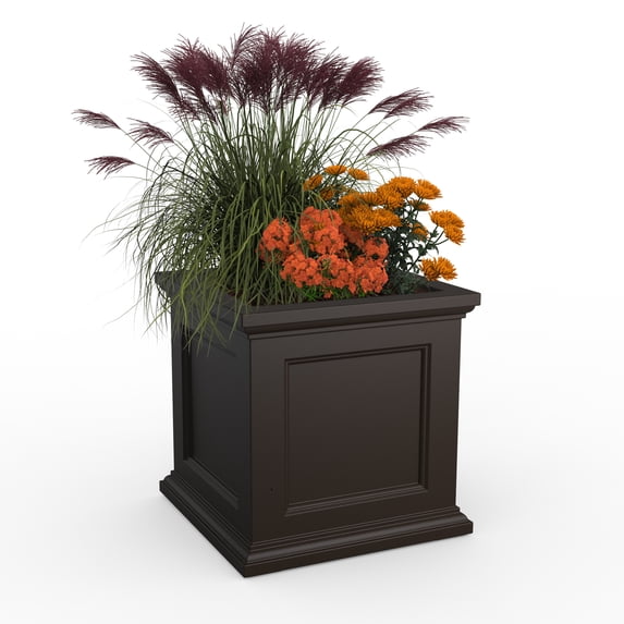 Mayne Fairfield 24" x 24" x 24" Square Espresso Self Watering Plastic Planter