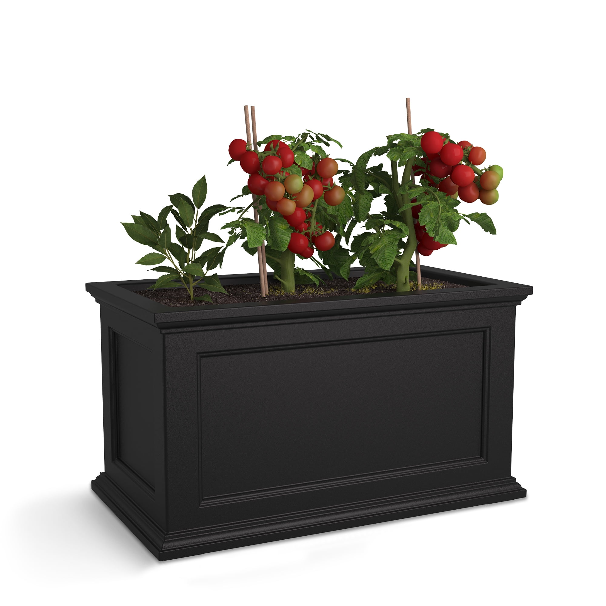 Fairfield 36"x20" Classic Black Self-Watering Polyethylene Planter