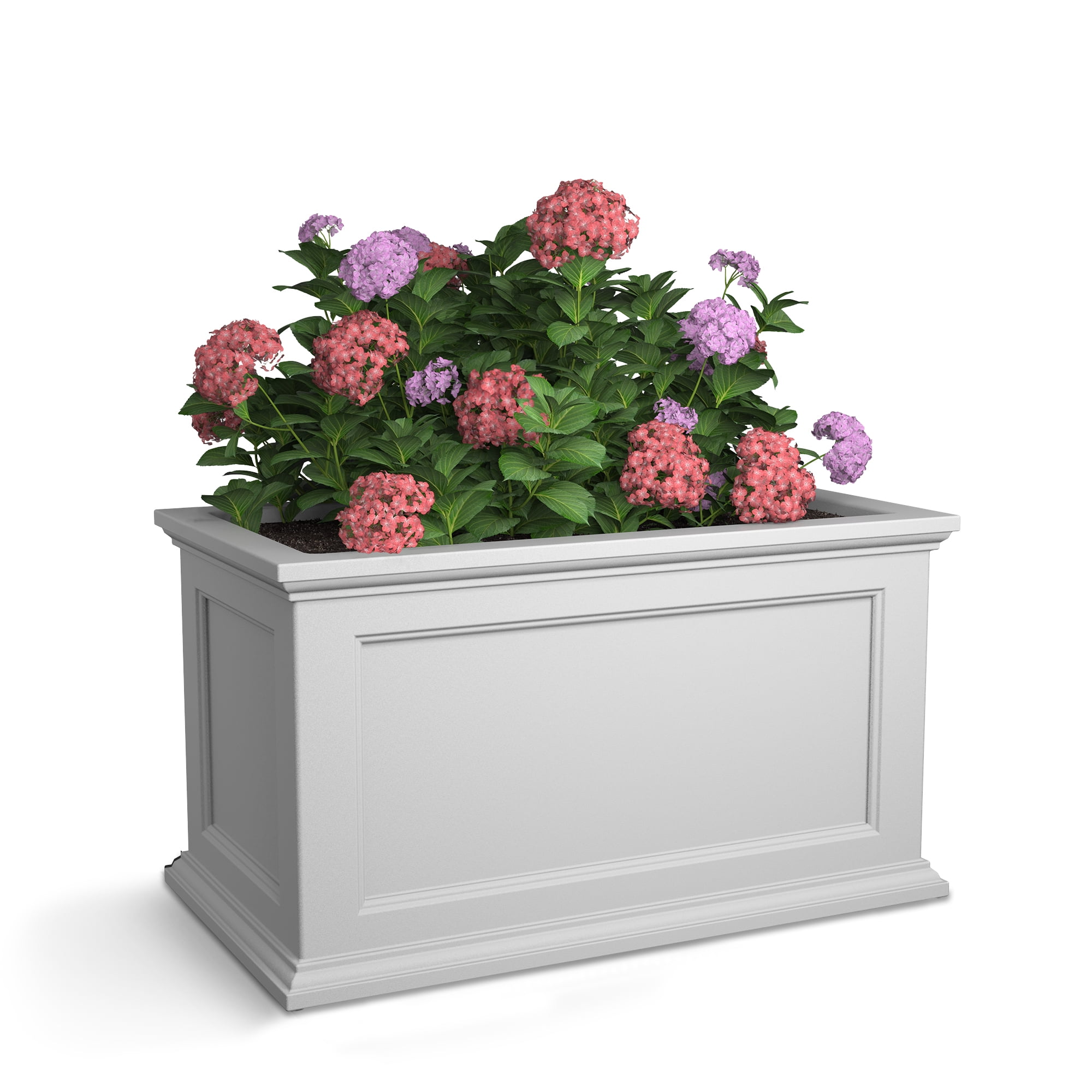 White 20x36 Polyethylene Outdoor Patio Planter with Water Reservoir