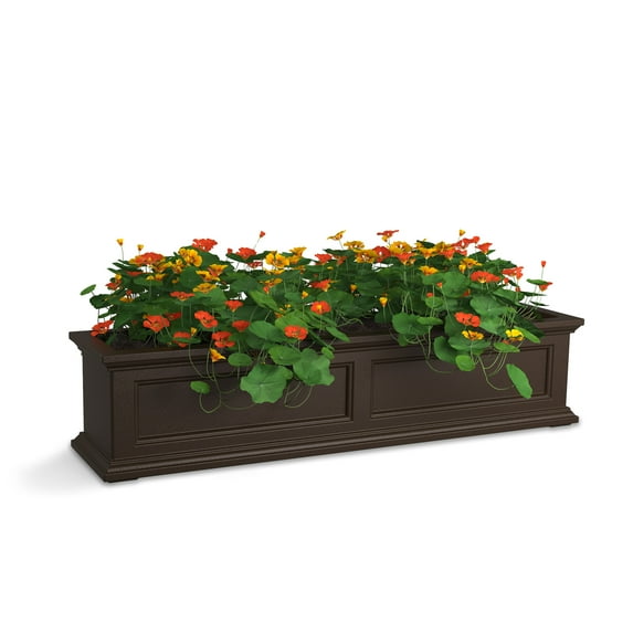 Mayne Fairfield 48" x 11" x 11" Rectangular Espresso Self-Watering Plastic Window Box Planter