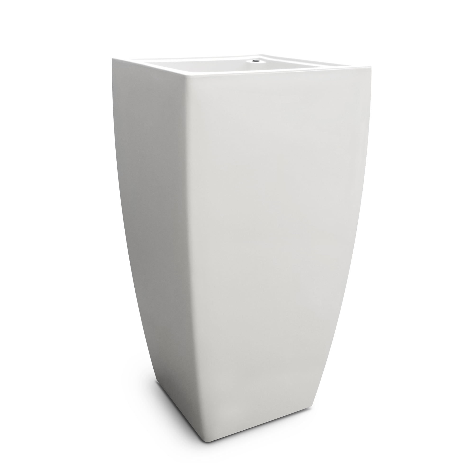Mayne Kobi 20" x 20" x 38" Square Tall White Self-Watering Plastic Planter