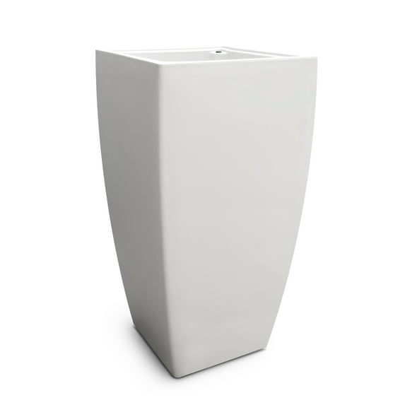Mayne Kobi 20" x 20" x 38" Square Tall White Self-Watering Plastic Planter