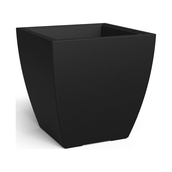 Mayne Kobi 24" x 24" x 24" Square Black Self-Watering Plstic Planter