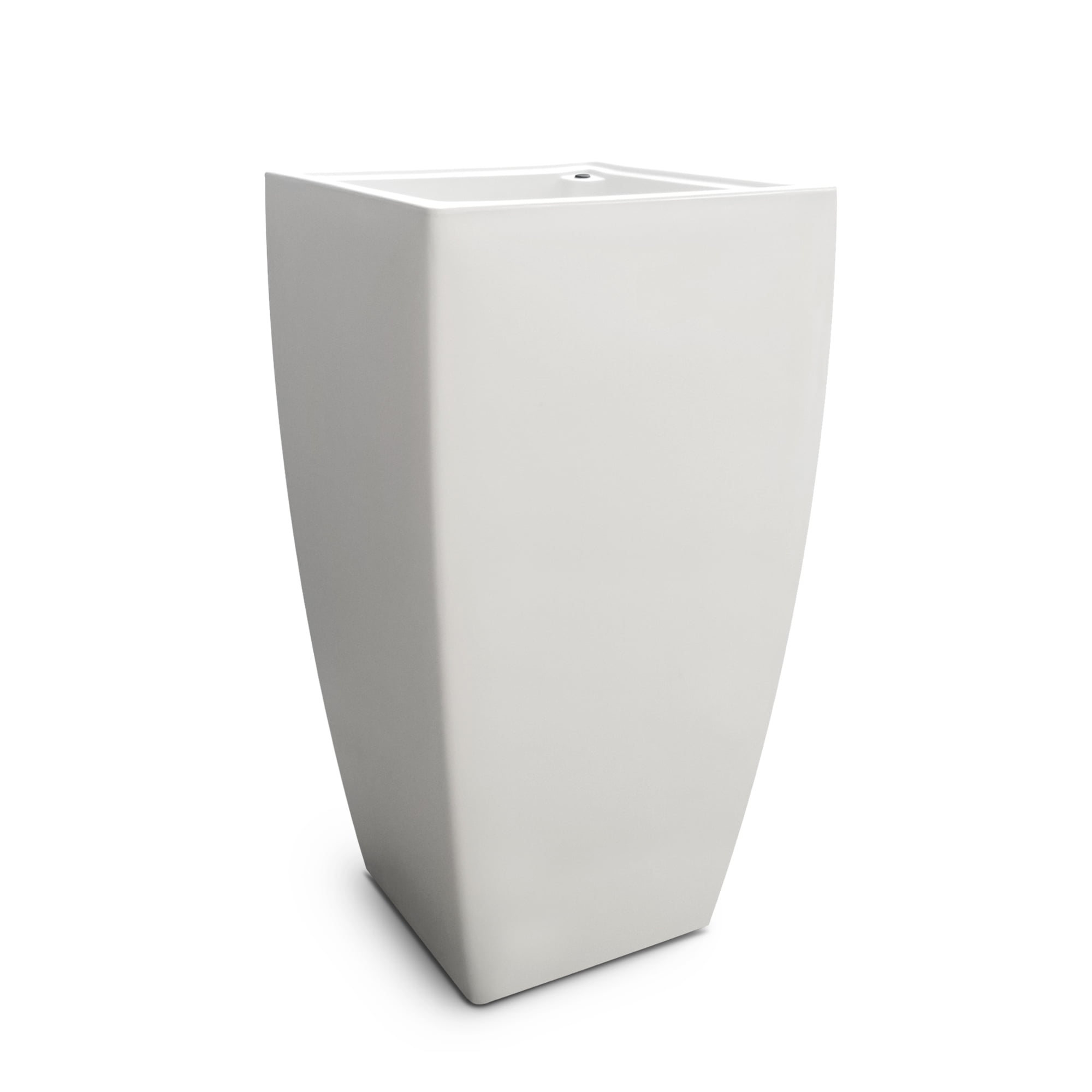 Mayne Kobi 17.5" x 17.5" x 32" Square Tall White Self-Watering Plastic Planter
