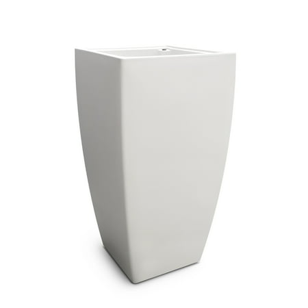 Mayne Kobi 17.5" x 17.5" x 32" Square Tall White Self-Watering Plastic Planter