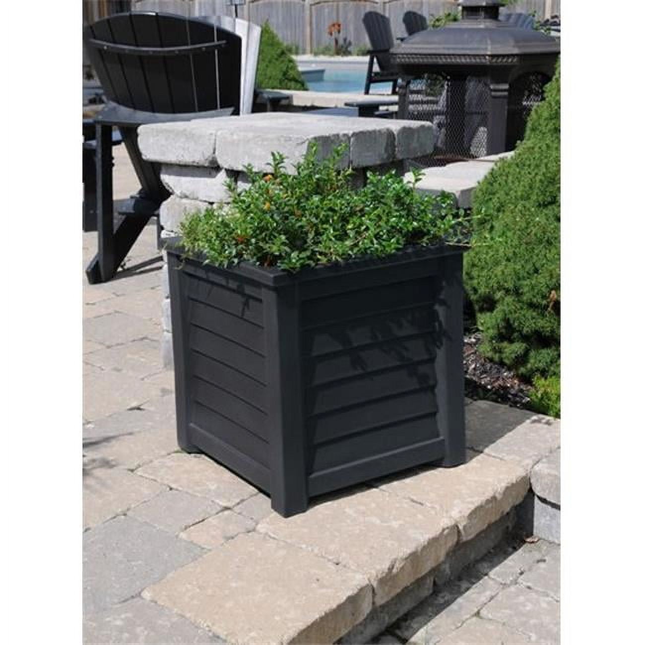 Lakeland Black 20" Resin Planter with Water Reservoir