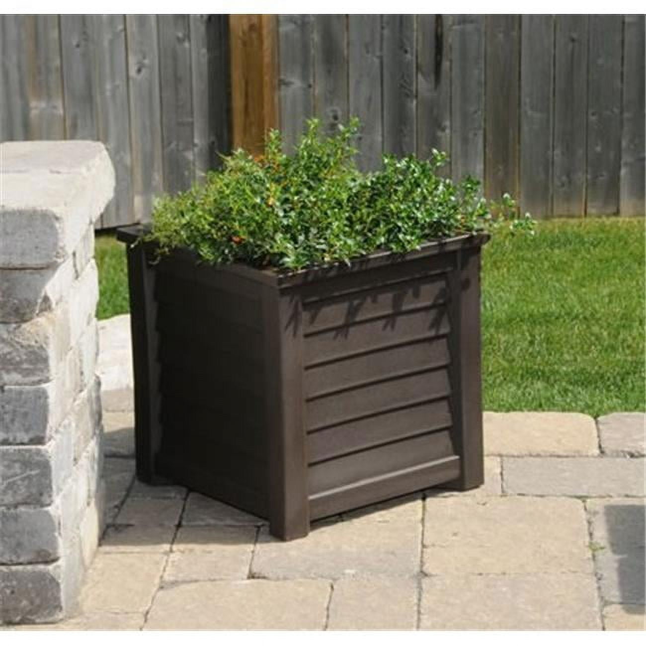 Espresso Square Self-Watering Polyethylene Planter, 20"x20"