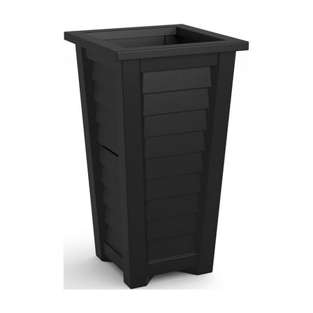 Mayne Lakeland 16" x 16" x 28" Tall Square Black Self Watering Plastic Planter